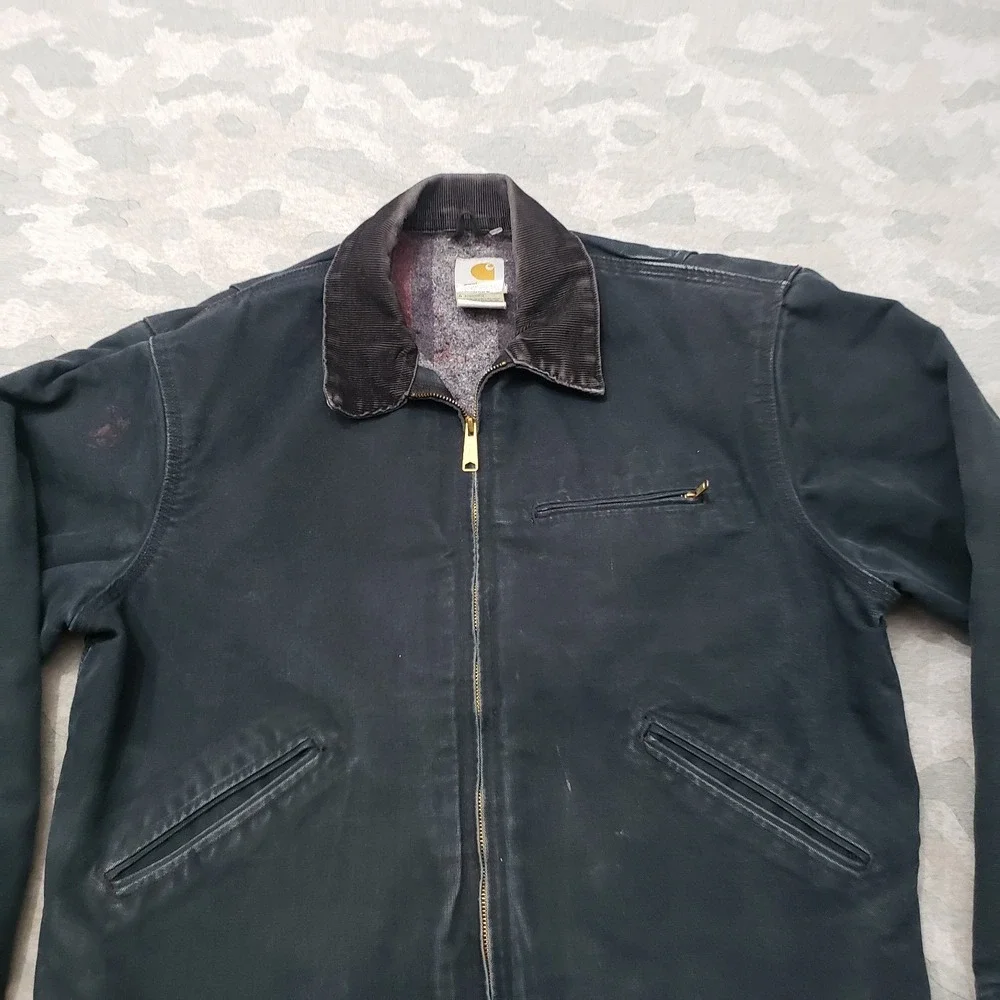 Vintage Carhartt Detroit Jacket Men 44 Black Y2k J01 Zip Blanket Lined Workwear